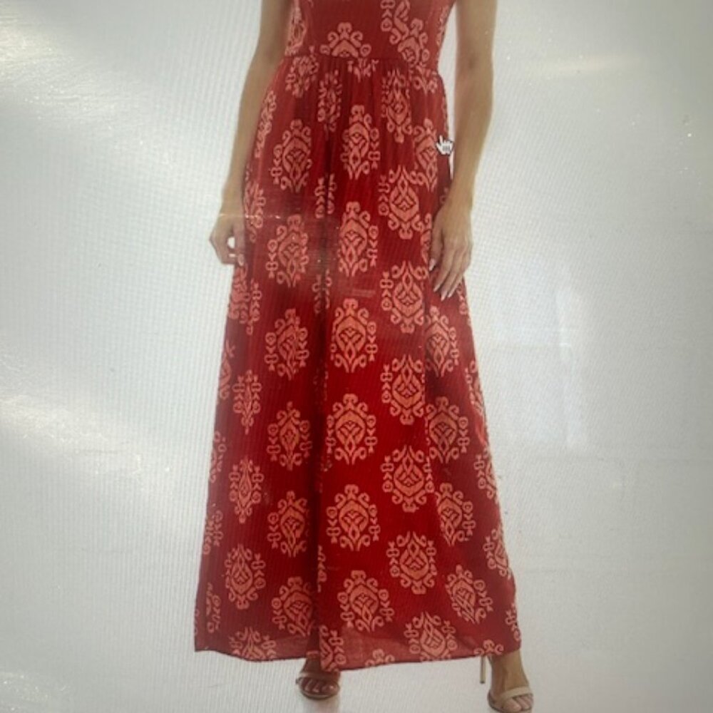 Juniors' As U Wish Brick Coral Square‎ Neck Maxi Dress